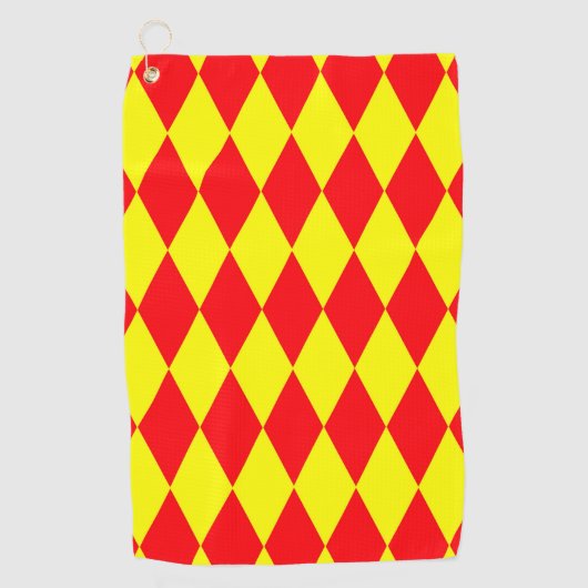 Rood Geel Harlekijn Geruit Ontwerp  Golfhanddoek (Voorkant)