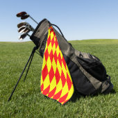 Rood Geel Harlekijn Geruit Ontwerp  Golfhanddoek (Groen)