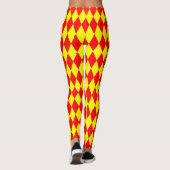 Rood Geel Harlekijn Geruit Ontwerp Leggings (Achterkant)
