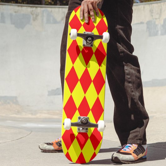 Rood Geel Harlekijn Geruit Ontwerp  Persoonlijk Skateboard