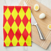 Rood Geel Harlekijn Geruit Ontwerp Theedoek (Quarter Fold)