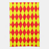 Rood Geel Harlekijn Geruit Ontwerp Theedoek (Verticaal)