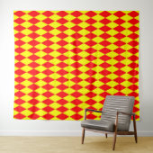 Rood Geel Harlekijn Geruit Ontwerp  Wandkleed (In Situ (horizontaal))