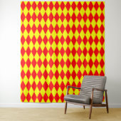 Rood Geel Harlekijn Geruit Ontwerp  Wandkleed (In situ)