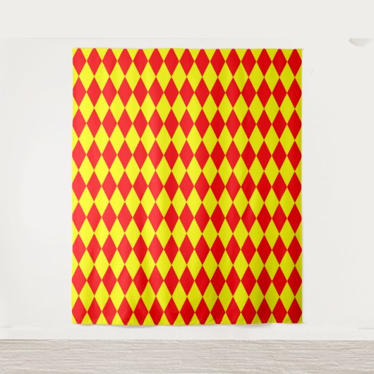 Rood Geel Harlekijn Geruit Ontwerp  Wandkleed (Voorkant)