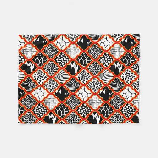 Rood Geel Hollywood Regency Animal Print Fleece Deken (Voorkant (Horizontaal))