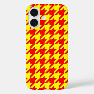 Rood Geel Houndstooth Design iPhone 16 Hoesje