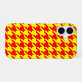 Rood Geel Houndstooth Design iPhone 16 Hoesje (Achterkant horizontaal)