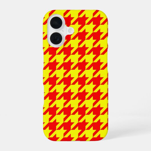 Rood Geel Houndstooth Design iPhone 16 Hoesje (Achterkant)