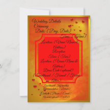 Rood & Geel Huwelijksdetails kaart | Traditioneel 