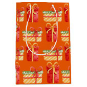 Rood, geel kerstcadeau Oranje Medium Cadeauzakje (Voorkant)