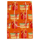 Rood, geel kerstcadeau Oranje Medium Cadeauzakje (Achterkant)