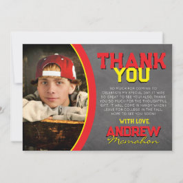 Rood & geel krijtbord Afstuderen dank u kaart