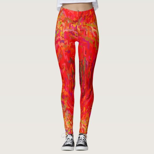 Rood/Geel Leggings voor vrouwen (Voorkant)