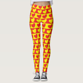 Rood Geel Liefdeshart Leggings