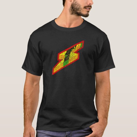 Rood Geel Lightning Bolt Retro Gift T-shirt (Voorkant)
