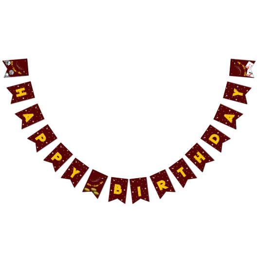 Rood & Geel Magisch Gelukkig Verjaardag  Vlaggetjes (Alle)