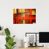 Rood Geel Modern Abstract Schilderen Poster (Thuiskantoor)