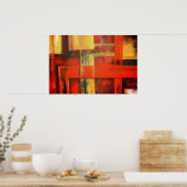 Rood Geel Modern Abstract Schilderen Poster (Keuken)