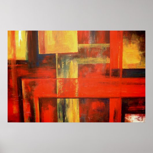 Rood Geel Modern Abstract Schilderen Poster (Voorkant)