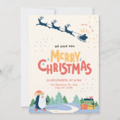 Rood Geel Modern Minimalistisch Vrolijk Kerstfeest Kaart (Voorkant)