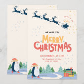 Rood Geel Modern Minimalistisch Vrolijk Kerstfeest Kaart (Voorkant / Achterkant)