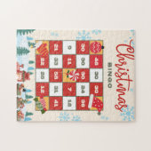Rood Geel Moderne Kerstmis Bingo Jigsaw Puzzel (Horizontaal)