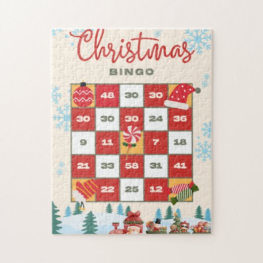 Rood Geel Moderne Kerstmis Bingo Jigsaw Puzzel (Verticaal)