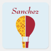 Rood Geel New Mexico Zia Hete Luchtballon Vierkante Sticker (Voorkant)
