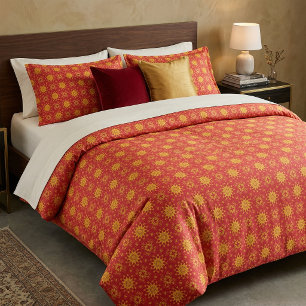 Rood Geel Oranje Boheemse Mandala Geometrisch Stof