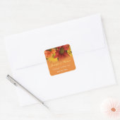 Rood, geel, oranje bruinbloemen bruiloft vierkante sticker (Envelop)