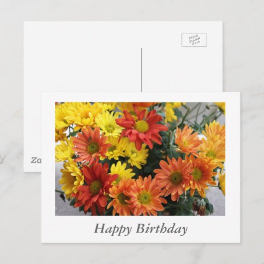 Rood, geel, oranje dagblad gelukkig twee dagen briefkaart (Voorkant / Achterkant)