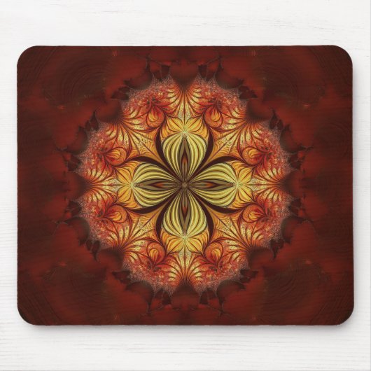 Rood Geel Oranje Tannine Fractal  Muismat (Voorkant)