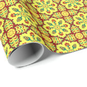 rood geel Ottomaans Turks Tulp Patroon Cadeaupapier (Rol Hoek)