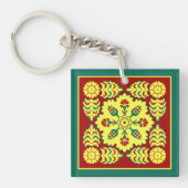 rood geel Ottomaans Turks Tulp Patroon Sleutelhanger (voorkant)