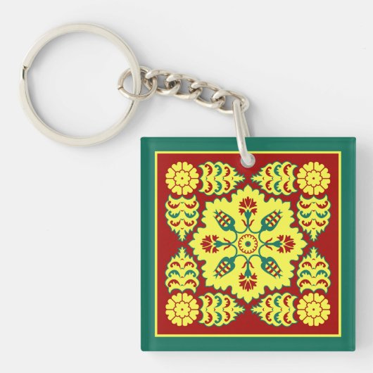  rood geel Ottomaans Turks Tulp Patroon Sleutelhanger (voorkant)