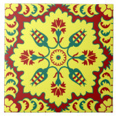  rood geel Ottomaans Turks Tulp Patroon Tegeltje (Voorkant)