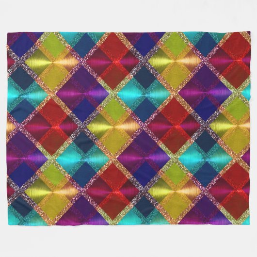Rood Geel Paarse Glitter Plaid Design Fleece Deken (Voorkant (Horizontaal))