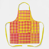 Rood Geel Patchwork Patroon Schort (Voorkant)