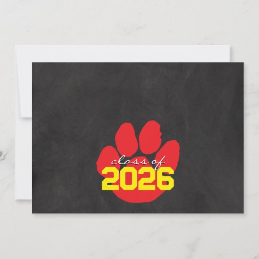 Rood & geel Paw Afstuderen Aankondiging (Achterkant)