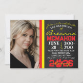 Rood & Geel Paw Print Afstuderen 2 Foto Kaart (Voorkant)