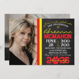 Rood & Geel Paw Print Afstuderen 2 Foto Kaart