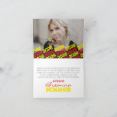 Rood & geel Pawprint Afstuderen 2 foto vouwen Bedankkaart (Binnen)