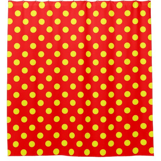 Rood Geel Polka Dots Design Douchegordijn (Voorkant)