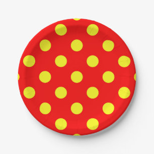 Rood Geel Polka Dots Design Papieren Bordje