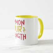 Rood & geel "roept uw kracht op"briefontwerp mok (Voorkant rechts)