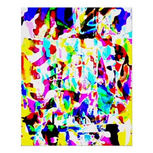 Rood Geel Roze Aqua Paint Splashes Art Design Perfect Poster (Voorkant)