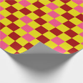 Rood Geel Roze Geruit Patroonontwerp Cadeaupapier (Hoek)