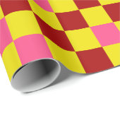 Rood Geel Roze Geruit Patroonontwerp Cadeaupapier (Rol Hoek)