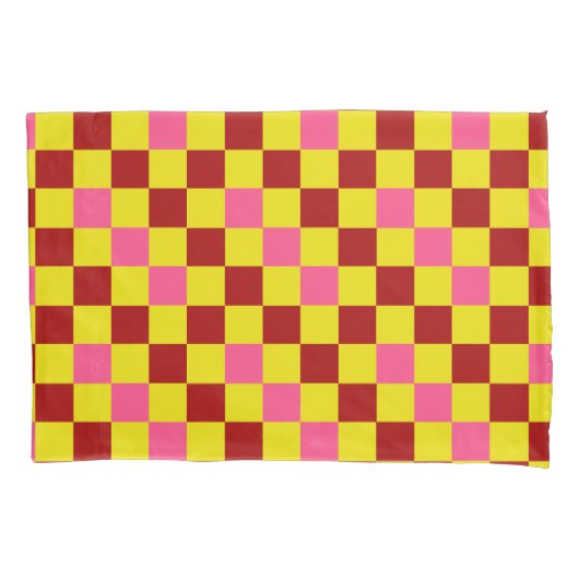 Rood Geel Roze Geruit Patroonontwerp  Kussensloop (Voorkant)